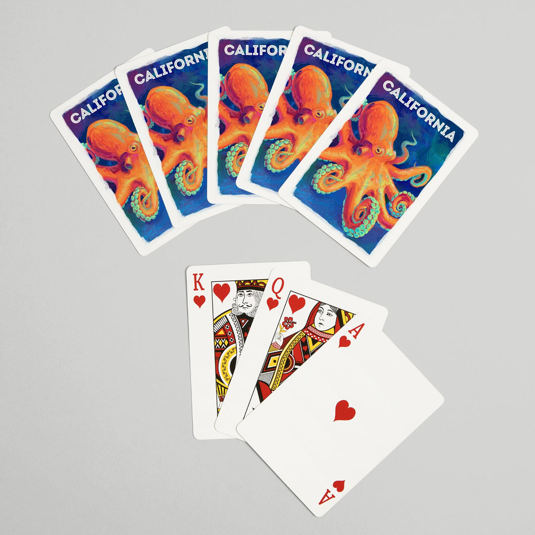 Playing Cards, California, Vivid, Octopus, 52 Card Deck with Jokers in Box, Unique Art Cards Lantern Press 