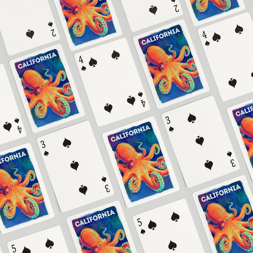 Playing Cards, California, Vivid, Octopus, 52 Card Deck with Jokers in Box, Unique Art Cards Lantern Press 