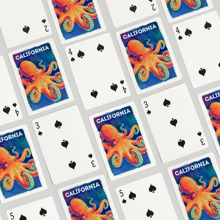 Playing Cards, California, Vivid, Octopus, 52 Card Deck with Jokers in Box, Unique Art Cards Lantern Press 