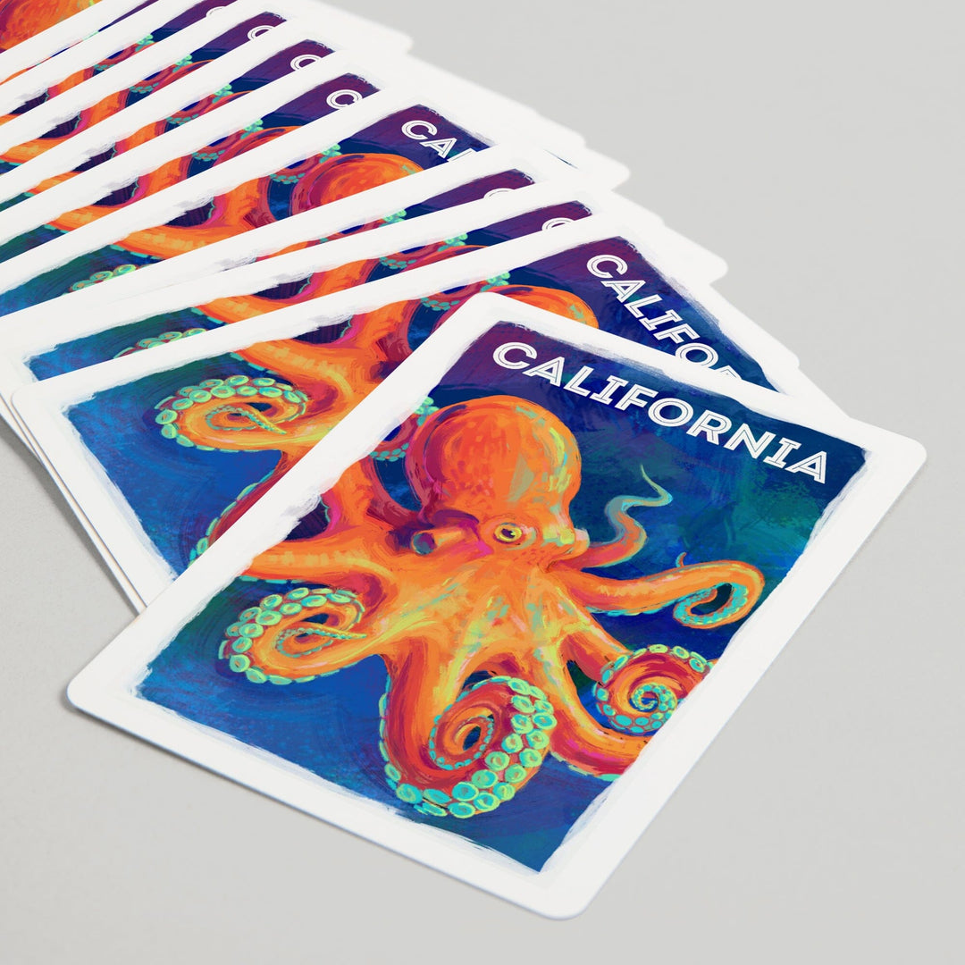 Playing Cards, California, Vivid, Octopus, 52 Card Deck with Jokers in Box, Unique Art Cards Lantern Press 