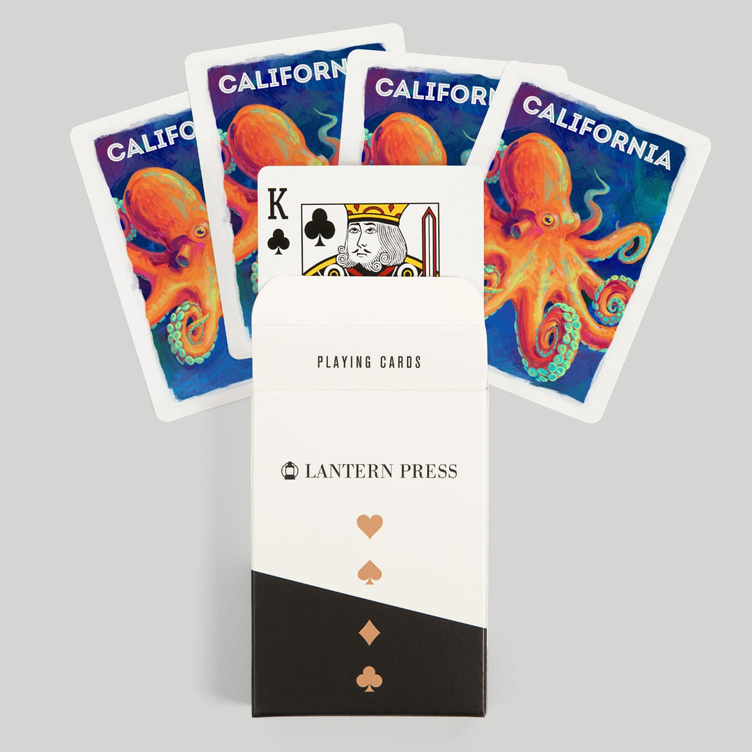 Playing Cards, California, Vivid, Octopus, 52 Card Deck with Jokers in Box, Unique Art Cards Lantern Press 