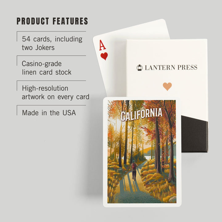 Playing Cards, California Walk In The Woods Day Hike, 52 Card Deck with Jokers in Box, Unique Art Cards Lantern Press 