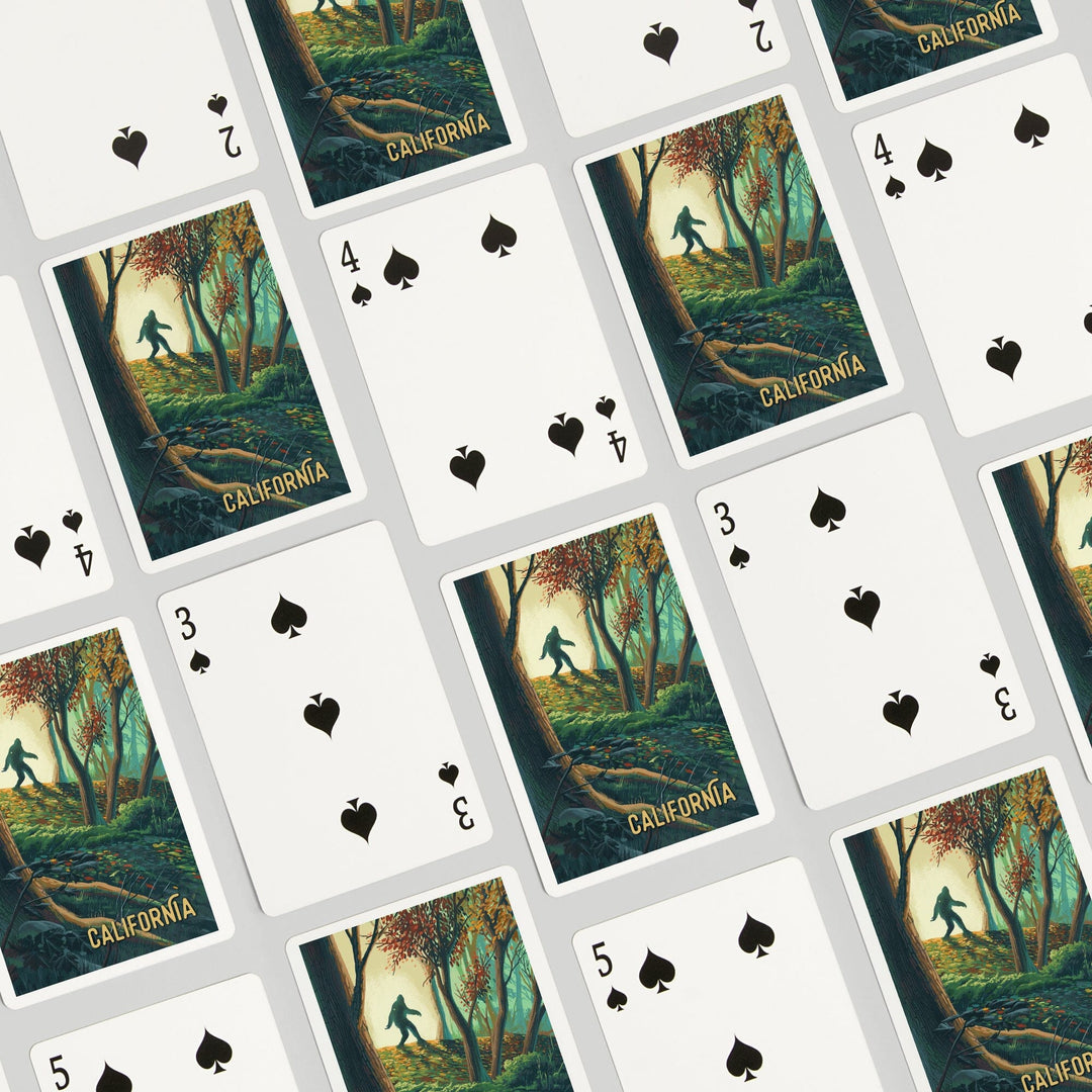 Playing Cards, California, Wanderer, Bigfoot in Forest, 52 Card Deck with Jokers in Box, Unique Art Cards Lantern Press 