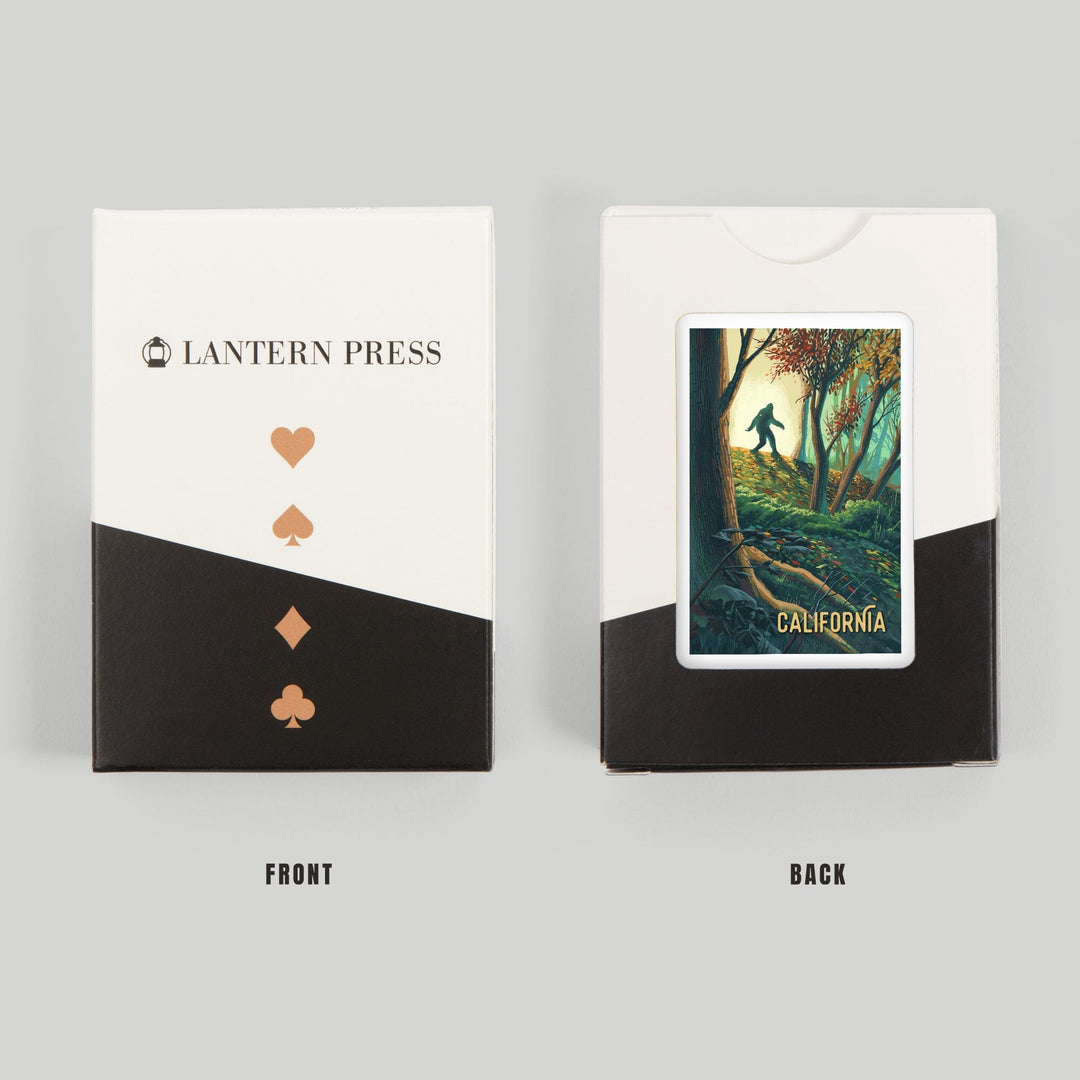 Playing Cards, California, Wanderer, Bigfoot in Forest, 52 Card Deck with Jokers in Box, Unique Art Cards Lantern Press 