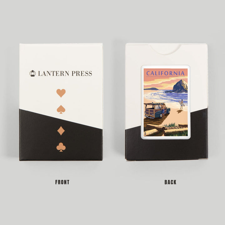 Playing Cards, California, Woody on Beach, 52 Card Deck with Jokers in Box, Unique Art Cards Lantern Press 