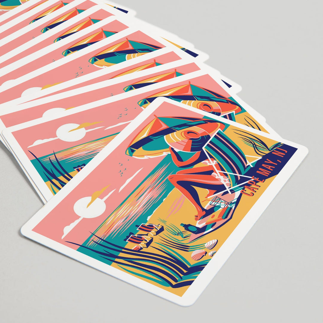 Playing Cards, Cape May, New Jersey, Beach Bliss Collection, Woman at the Beach, 52 Card Deck with Jokers in Box, Unique Art Cards Lantern Press 