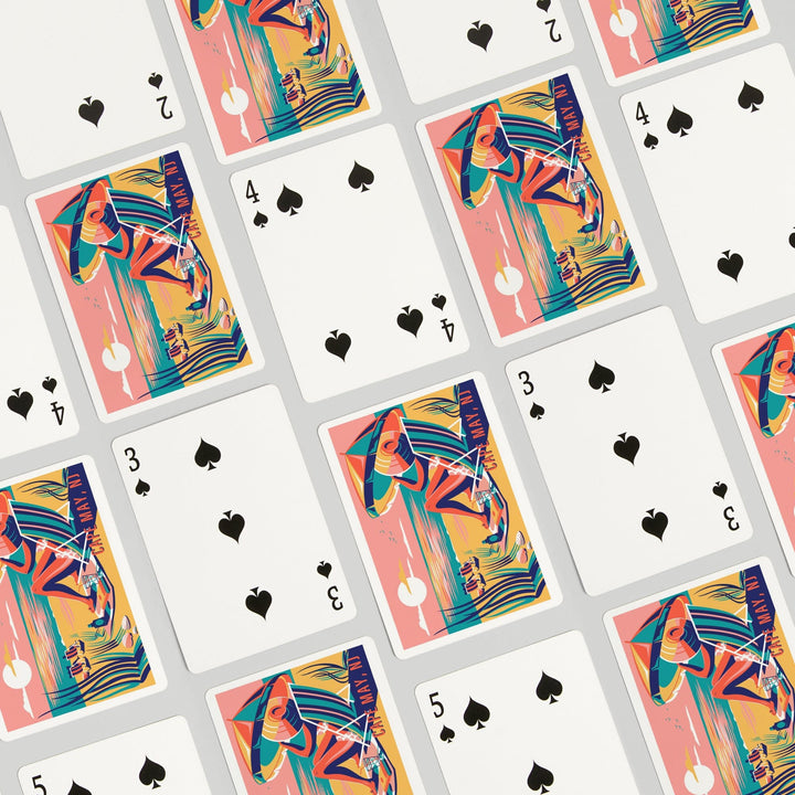 Playing Cards, Cape May, New Jersey, Beach Bliss Collection, Woman at the Beach, 52 Card Deck with Jokers in Box, Unique Art Cards Lantern Press 
