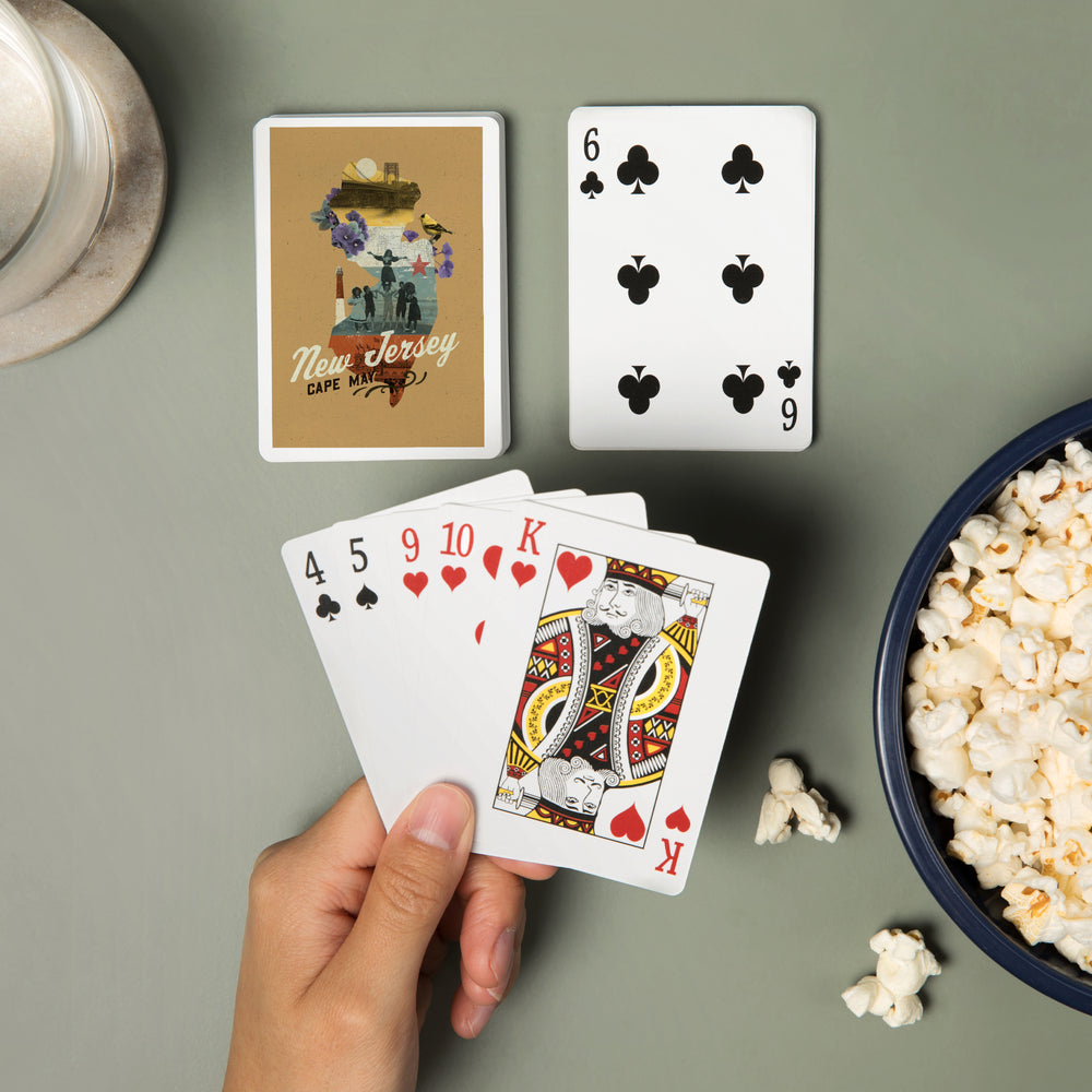 Playing Cards, Cape May, New Jersey, State Photomontage, State Series, 52 Card Deck with Jokers in Box, Unique Art Cards Lantern Press 