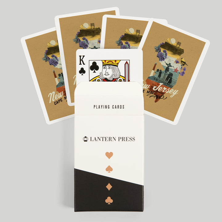Playing Cards, Cape May, New Jersey, State Photomontage, State Series, 52 Card Deck with Jokers in Box, Unique Art Cards Lantern Press 