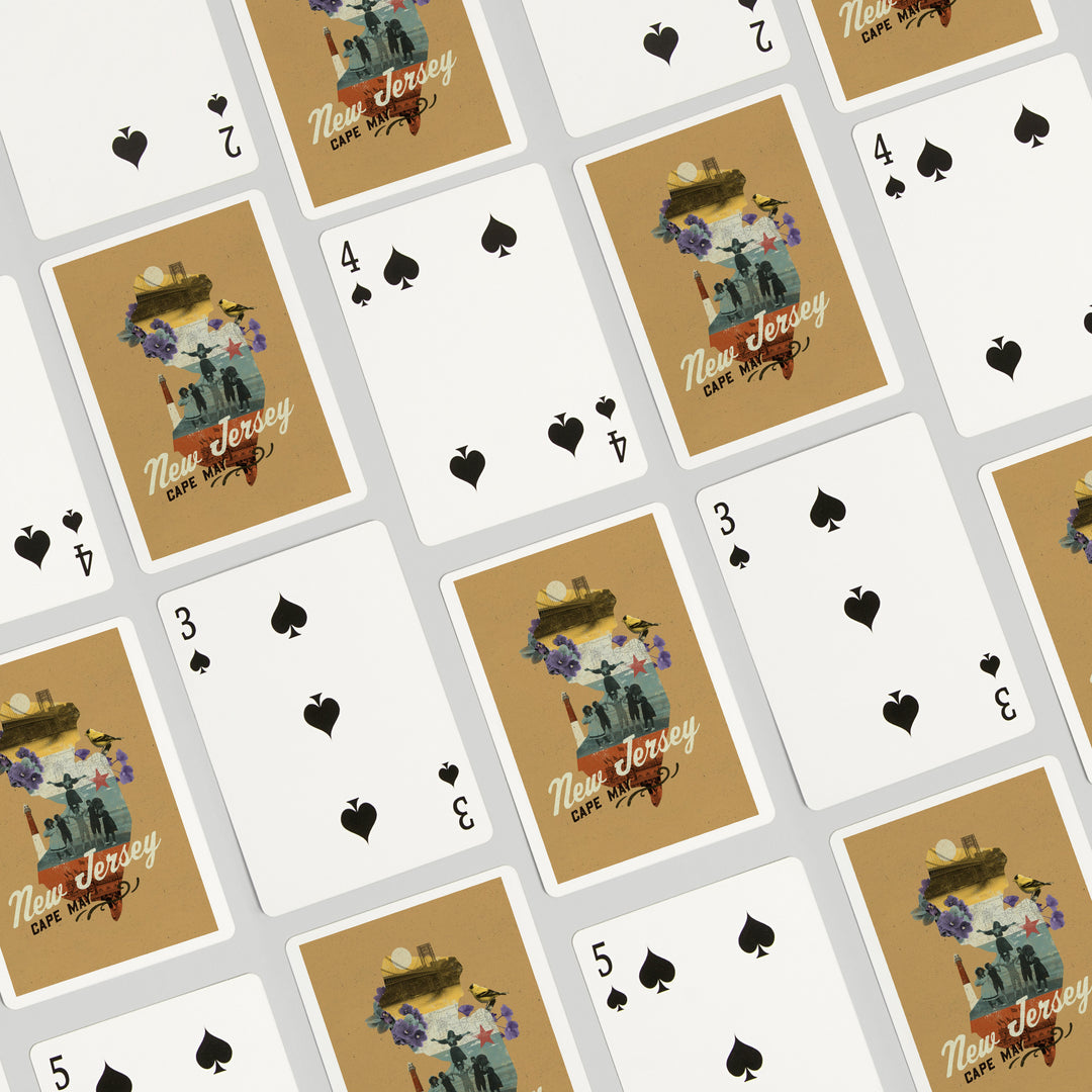 Playing Cards, Cape May, New Jersey, State Photomontage, State Series, 52 Card Deck with Jokers in Box, Unique Art Cards Lantern Press 