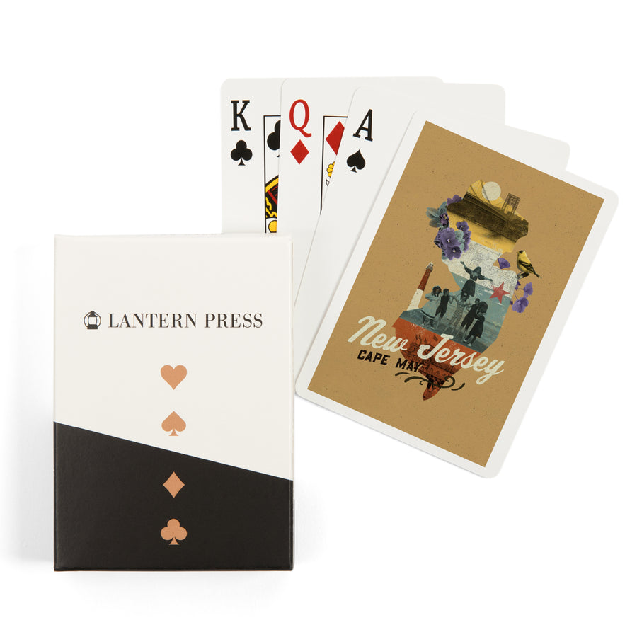 Playing Cards, Cape May, New Jersey, State Photomontage, State Series, 52 Card Deck with Jokers in Box, Unique Art Cards Lantern Press 