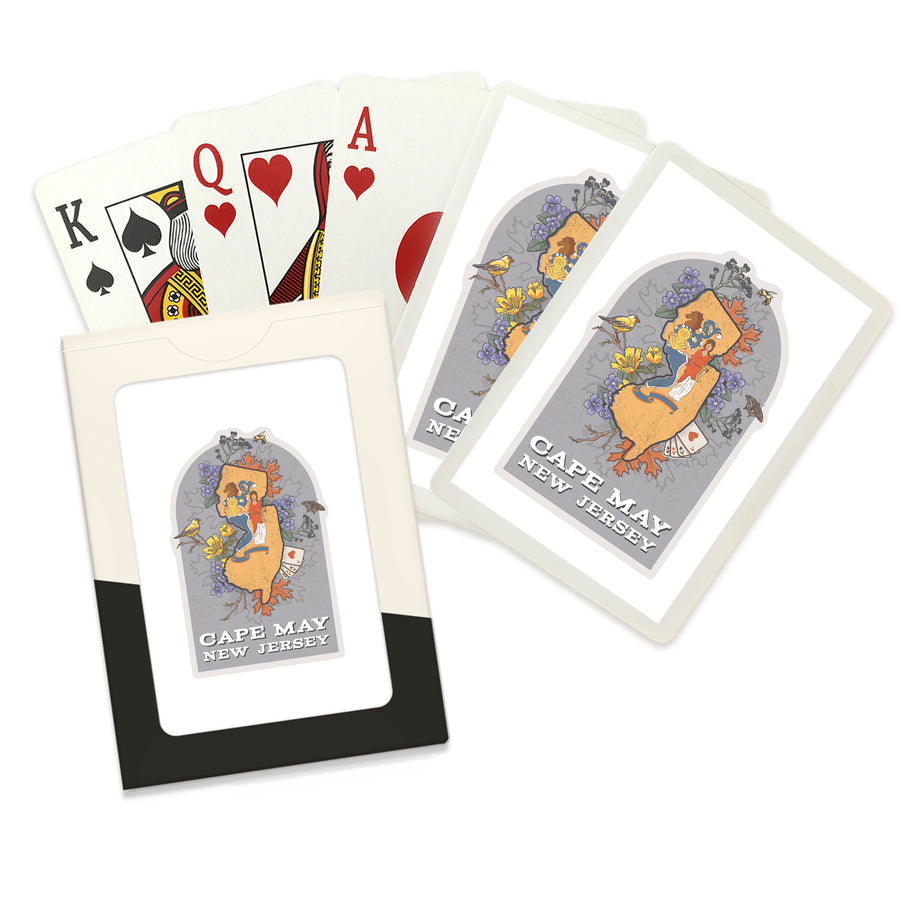 Playing Cards, Cape May, New Jersey, State Treasure Trove, State Series, 52 Card Deck with Jokers in Box, Unique Art Cards Lantern Press 