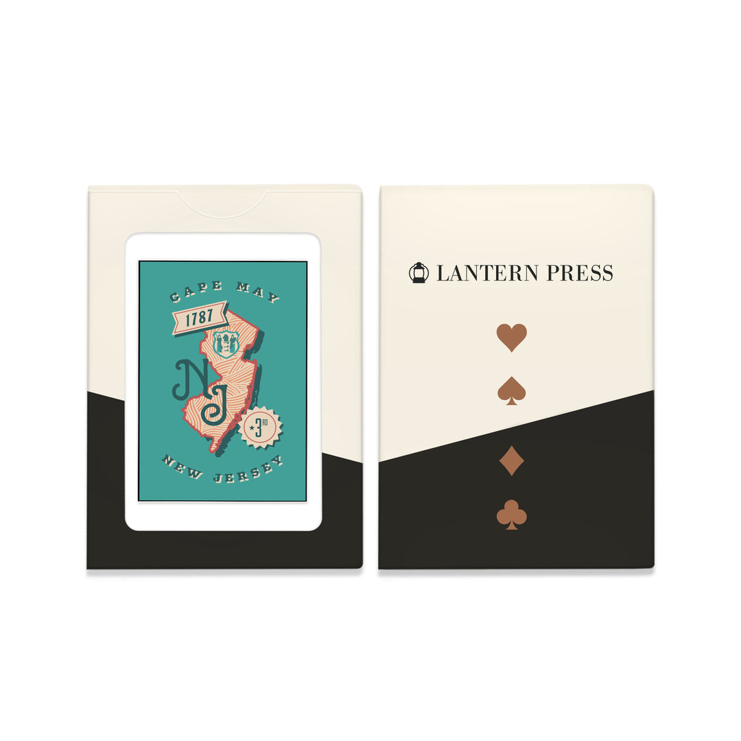 Playing Cards, Cape May, New Jersey, Statehood, State Series, 52 Card Deck with Jokers in Box, Unique Art Cards Lantern Press 