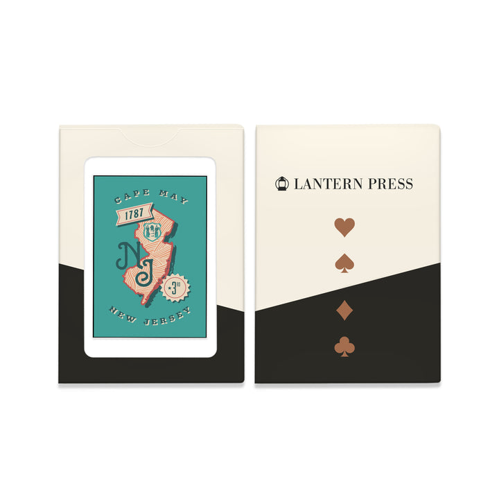 Playing Cards, Cape May, New Jersey, Statehood, State Series, 52 Card Deck with Jokers in Box, Unique Art Cards Lantern Press 