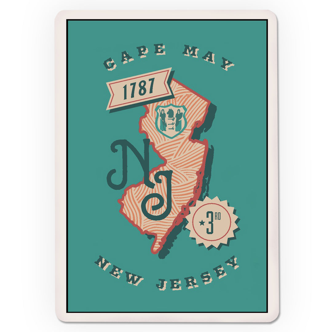 Playing Cards, Cape May, New Jersey, Statehood, State Series, 52 Card Deck with Jokers in Box, Unique Art Cards Lantern Press 