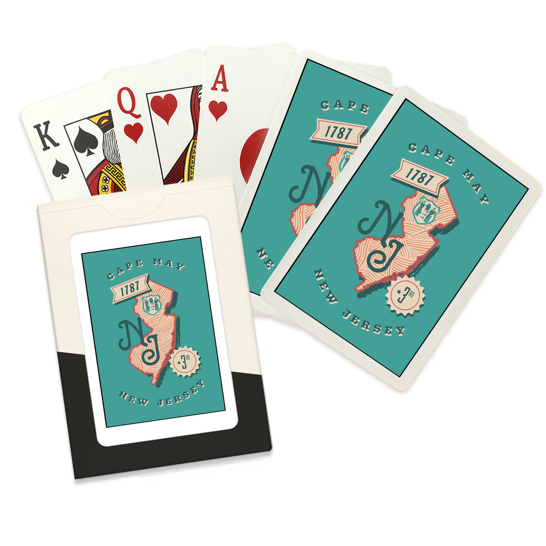 Playing Cards, Cape May, New Jersey, Statehood, State Series, 52 Card Deck with Jokers in Box, Unique Art Cards Lantern Press 
