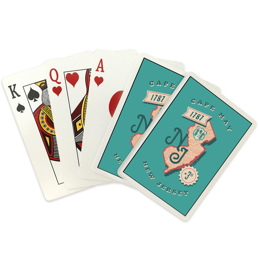 Playing Cards, Cape May, New Jersey, Statehood, State Series, 52 Card Deck with Jokers in Box, Unique Art Cards Lantern Press 