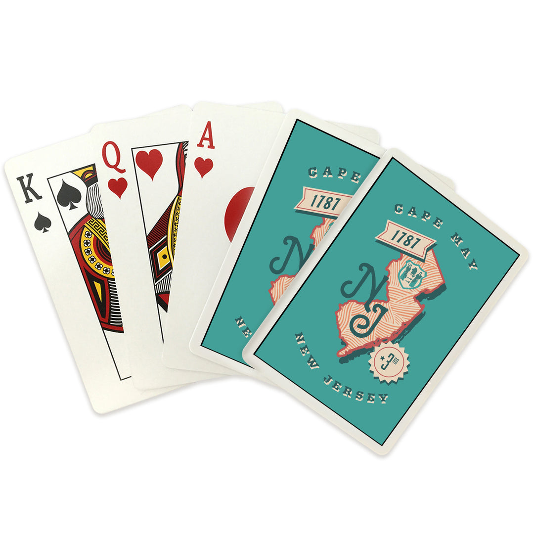 Playing Cards, Cape May, New Jersey, Statehood, State Series, 52 Card Deck with Jokers in Box, Unique Art Cards Lantern Press 