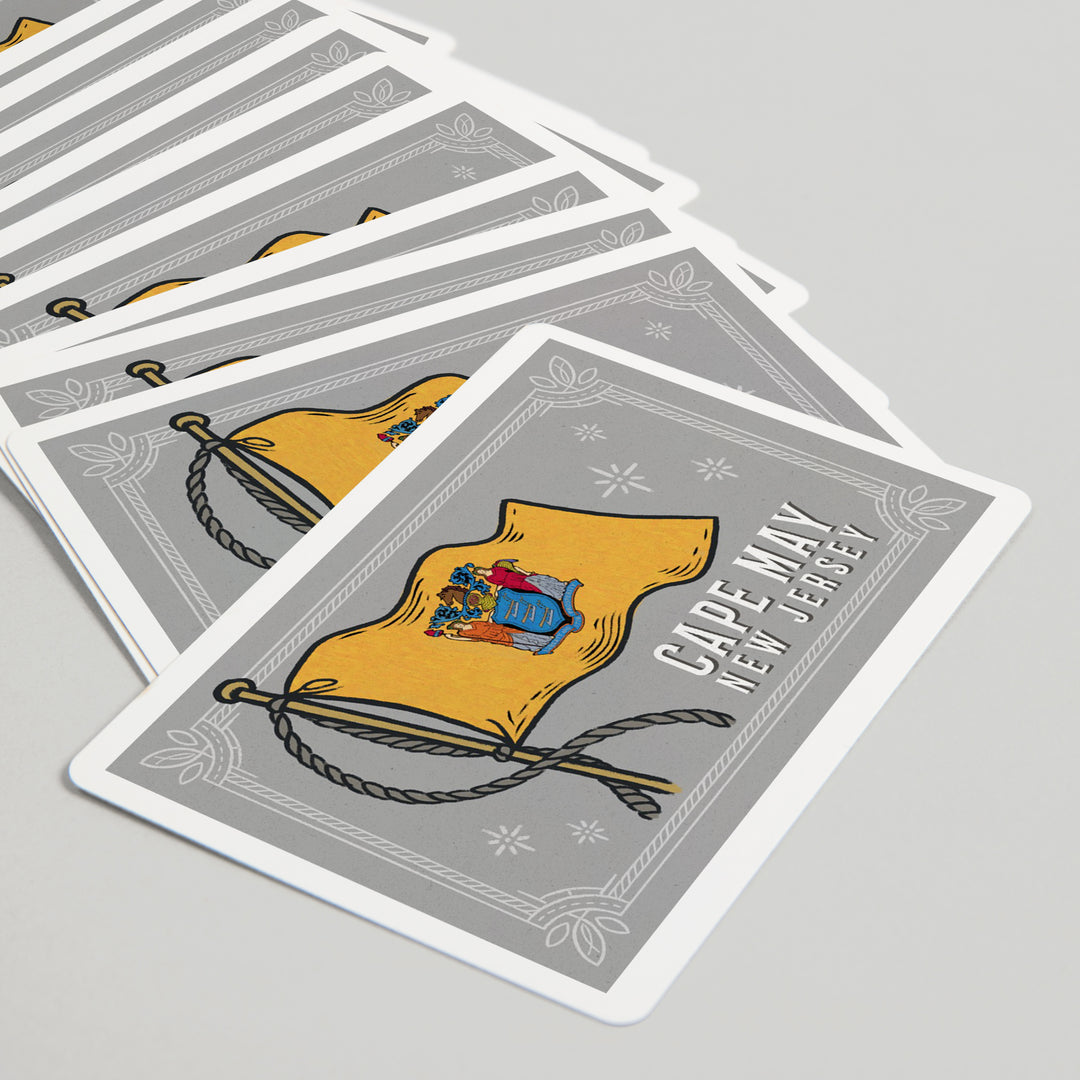 Playing Cards, Cape May, New Jersey, Waving State Flag, State Series, 52 Card Deck with Jokers in Box, Unique Art Cards Lantern Press 
