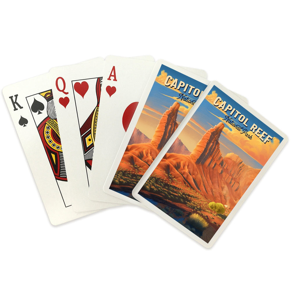 Playing Cards, Capitol Reef National Park, Utah, Oil Painting, 52 Card Deck with Jokers in Box, Unique Art Cards Lantern Press 