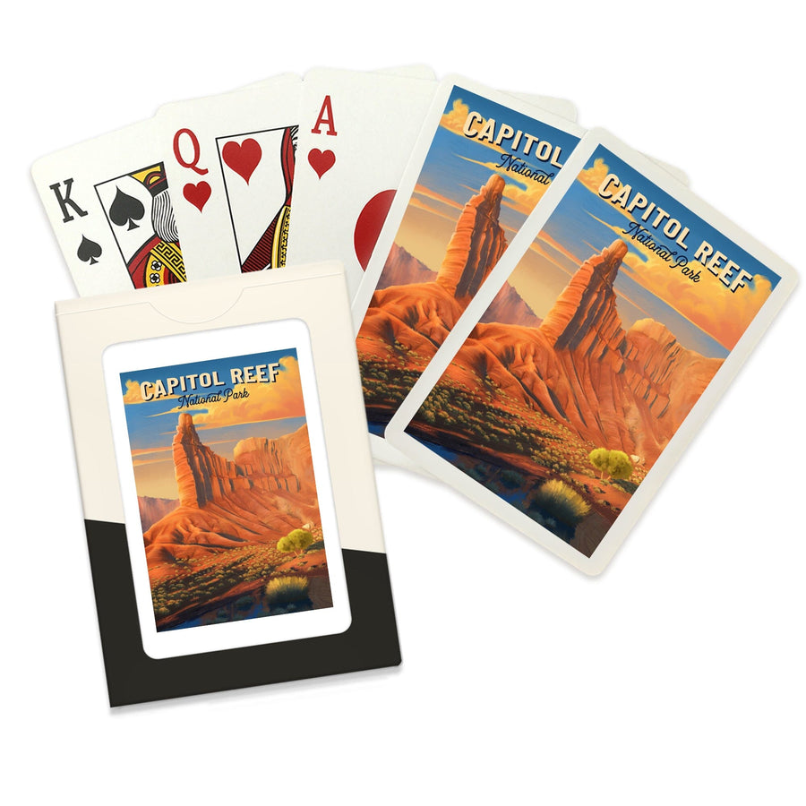 Playing Cards, Capitol Reef National Park, Utah, Oil Painting, 52 Card Deck with Jokers in Box, Unique Art Cards Lantern Press 