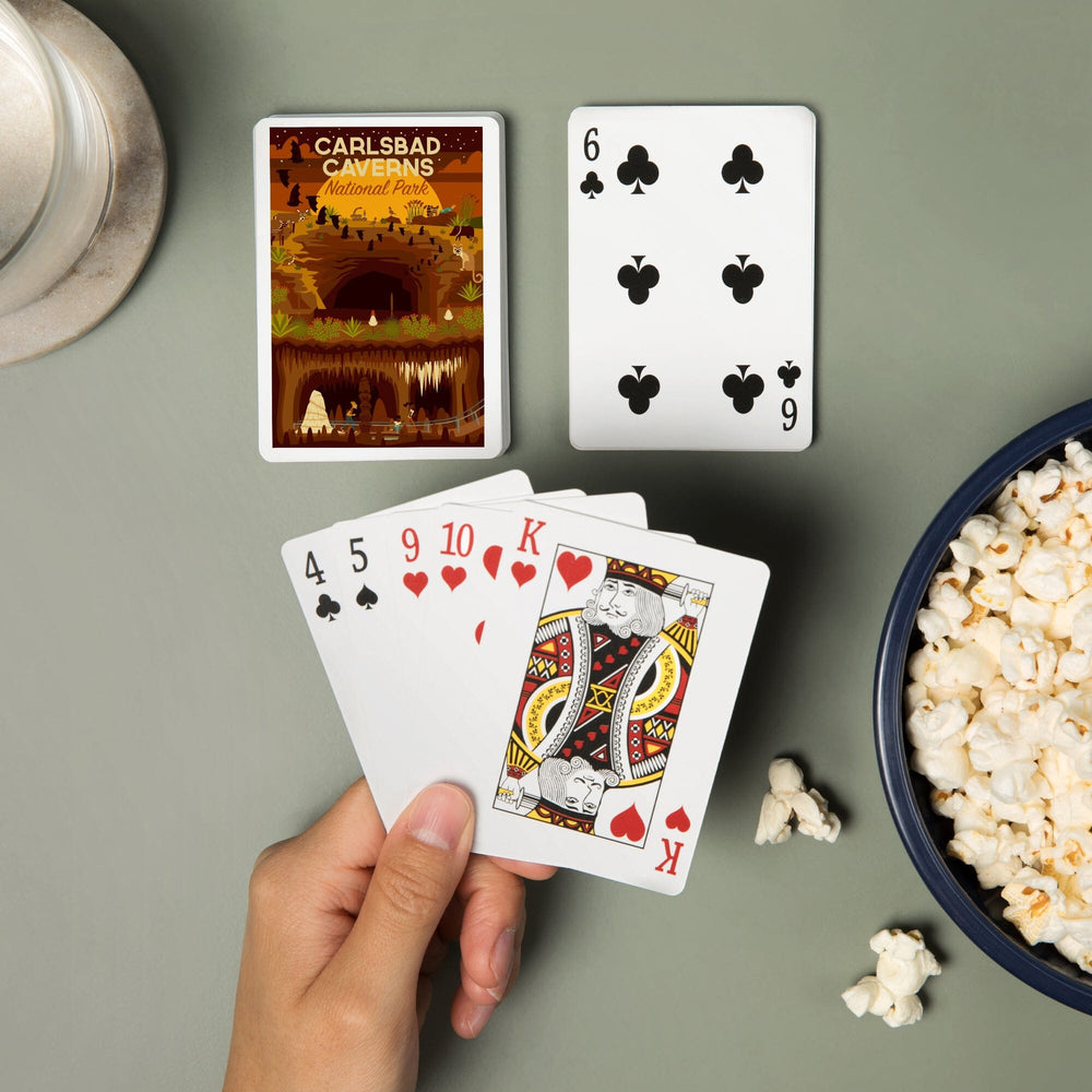 Playing Cards, Carlsbad Caverns National Park, New Mexico, Geometric National Park Series, 52 Card Deck with Jokers in Box, Unique Art Cards Lantern Press 