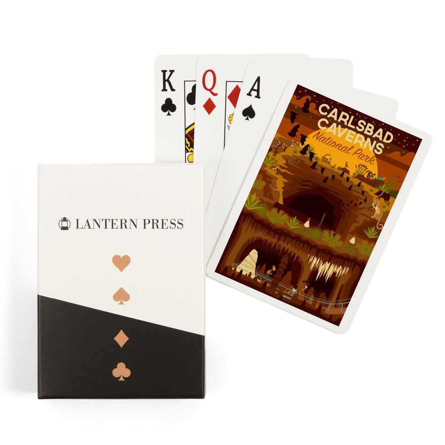 Playing Cards, Carlsbad Caverns National Park, New Mexico, Geometric National Park Series, 52 Card Deck with Jokers in Box, Unique Art Cards Lantern Press 