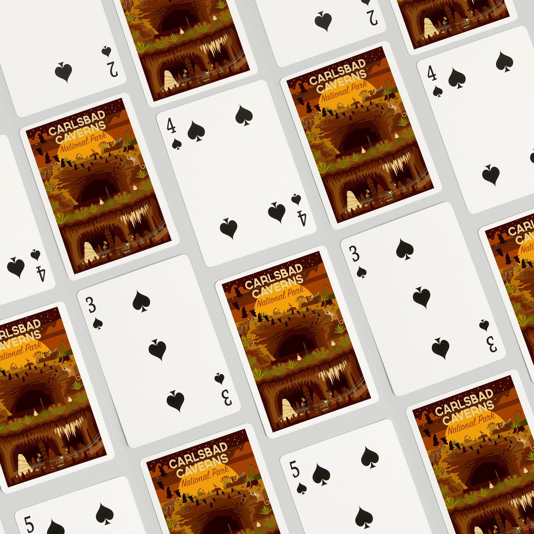 Playing Cards, Carlsbad Caverns National Park, New Mexico, Geometric National Park Series, 52 Card Deck with Jokers in Box, Unique Art Cards Lantern Press 