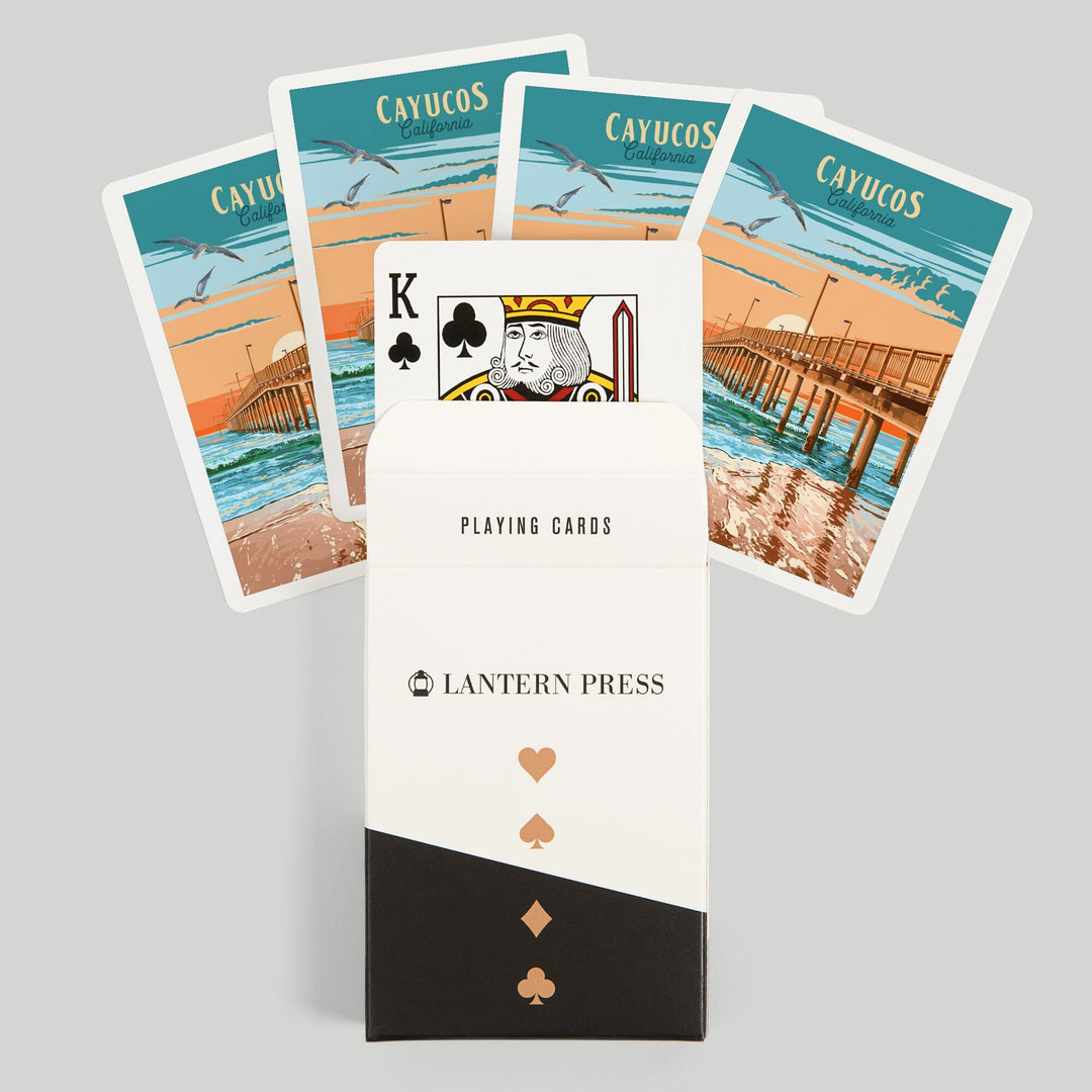 Playing Cards, Cayucos, California, Painterly, Beach Pier, 52 Card Deck with Jokers in Box, Unique Art Cards Lantern Press 