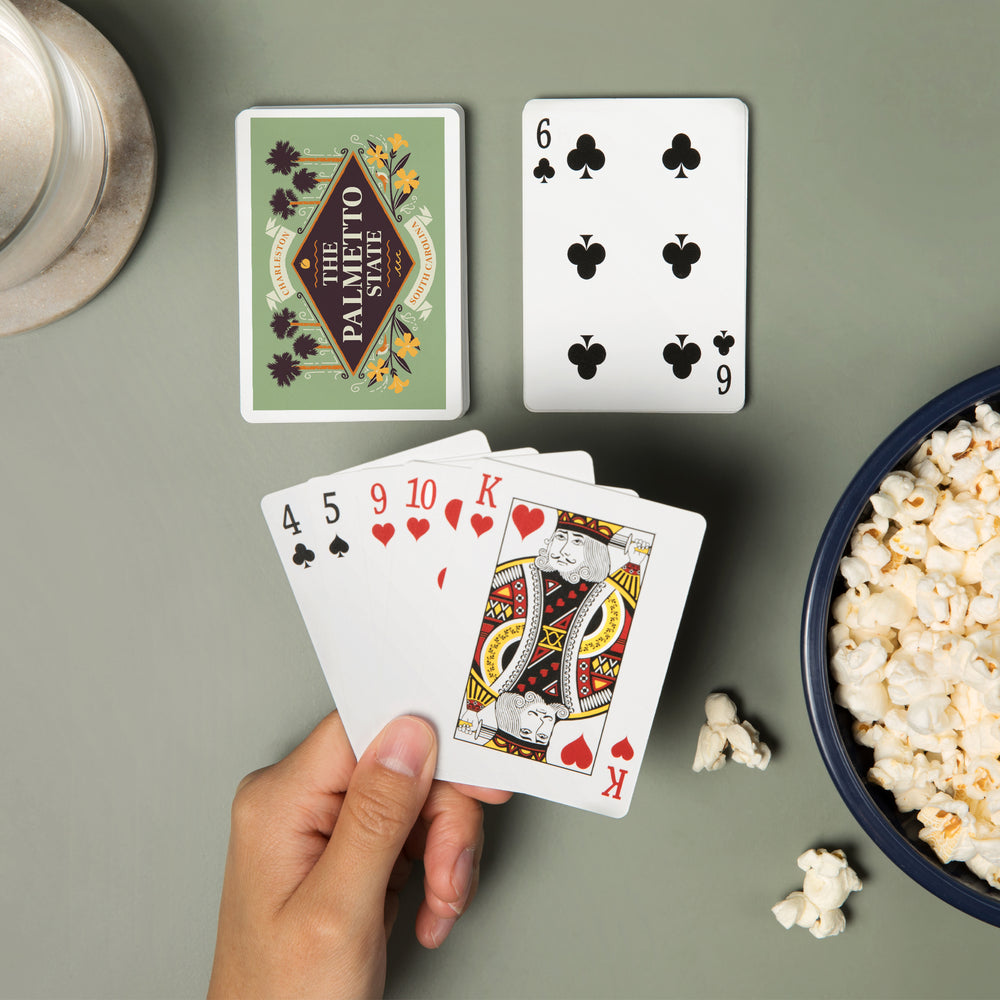Playing Cards, Charleston, South Carolina, State Motto Crest State Series, 52 Card Deck with Jokers in Box, Unique Art Cards Lantern Press 