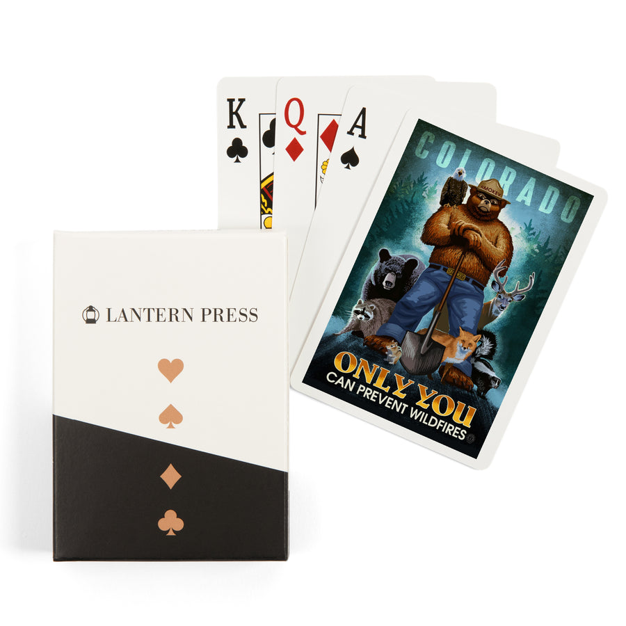 Playing Cards, Colorado, Smokey Bear and Friends, Only You Can Prevent Wildfires, Officially Licensed, 52 Card Deck with Jokers in Box, Unique Art Cards Lantern Press 