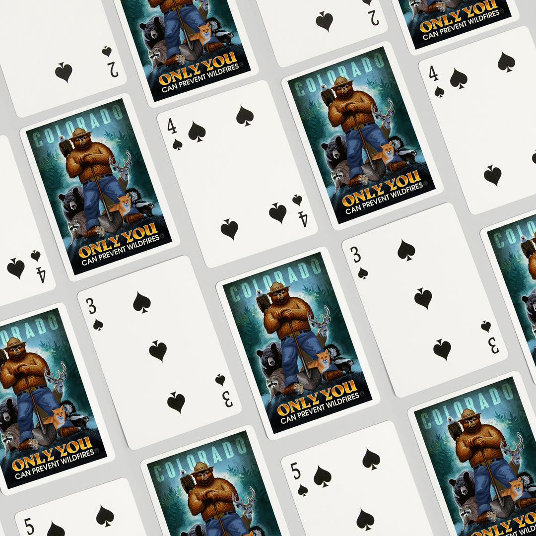 Playing Cards, Colorado, Smokey Bear and Friends, Only You Can Prevent Wildfires, Officially Licensed, 52 Card Deck with Jokers in Box, Unique Art Cards Lantern Press 
