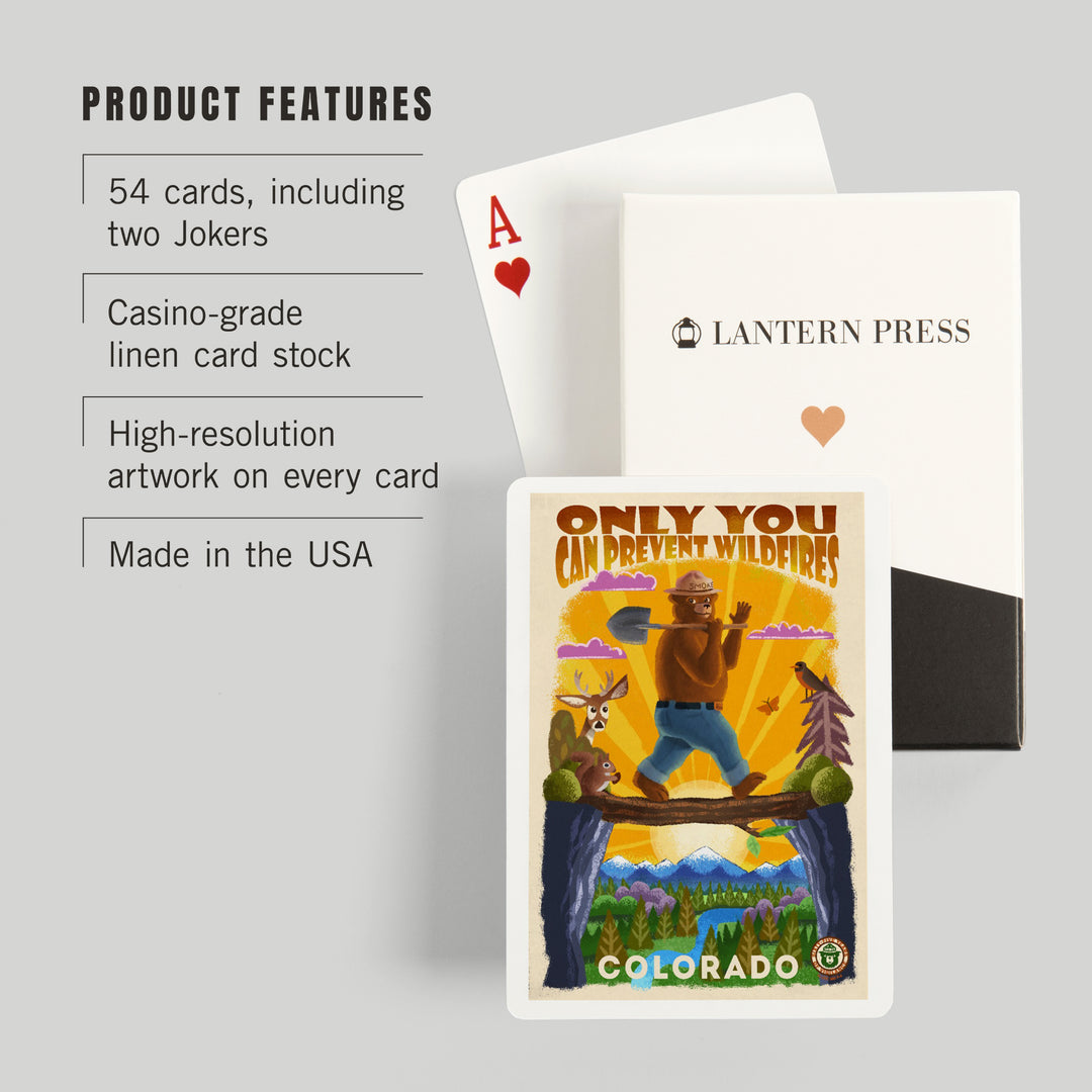 Playing Cards, Colorado, Smokey Bear and Friends, Only You, Mid-Century Inspired, Officially Licensed, 52 Card Deck with Jokers in Box, Unique Art Cards Lantern Press 