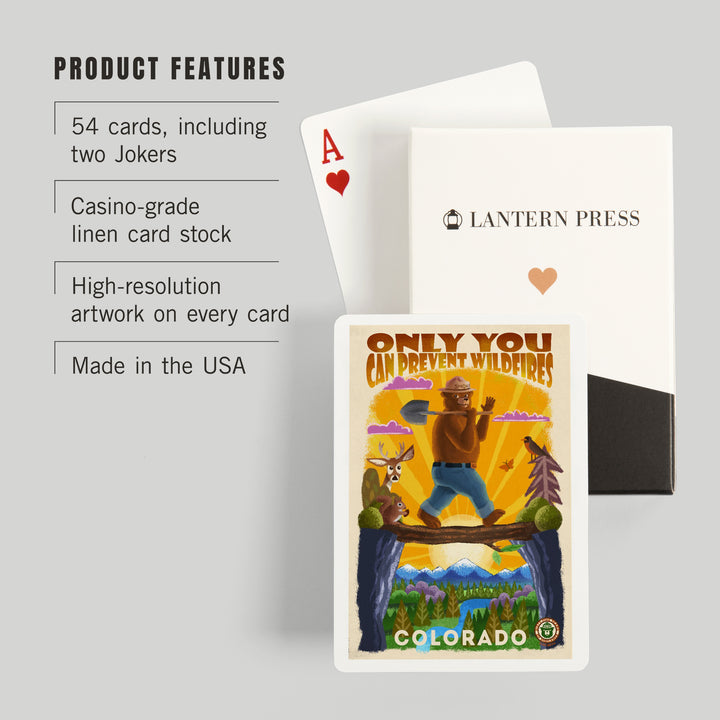 Playing Cards, Colorado, Smokey Bear and Friends, Only You, Mid-Century Inspired, Officially Licensed, 52 Card Deck with Jokers in Box, Unique Art Cards Lantern Press 