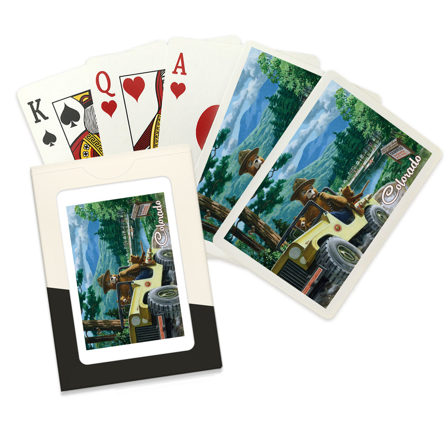 Playing Cards, Colorado, Smokey Bear, Leaving in SUV, Officially Licensed Vintage Artwork, 52 Card Deck with Jokers in Box, Unique Art Cards Lantern Press 