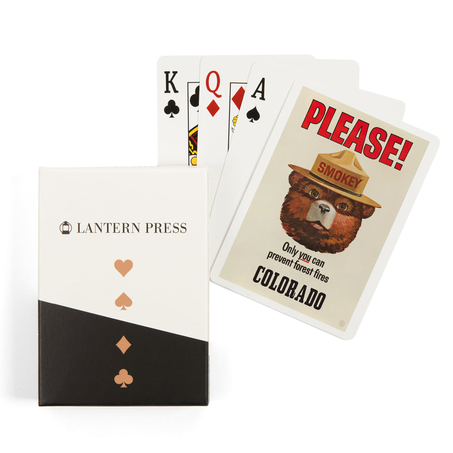 Playing Cards, Colorado, Smokey Bear, Only You Can Prevent Forest Fires, Vintage Poster, 52 Card Deck with Jokers in Box, Unique Art Cards Lantern Press 