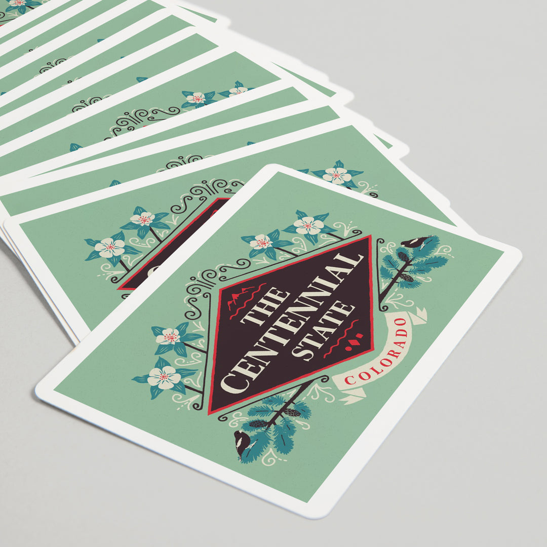 Playing Cards, Colorado, State Motto Crest, State Series, 52 Card Deck with Jokers in Box, Unique Art Cards Lantern Press 