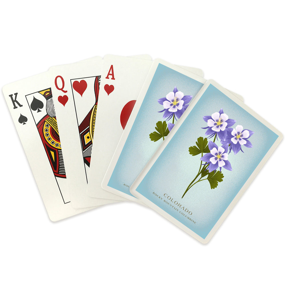 Playing Cards, Colorado, Vintage Flora, State Series, Rocky Mountain Columbine, 52 Card Deck with Jokers in Box, Unique Art Cards Lantern Press 
