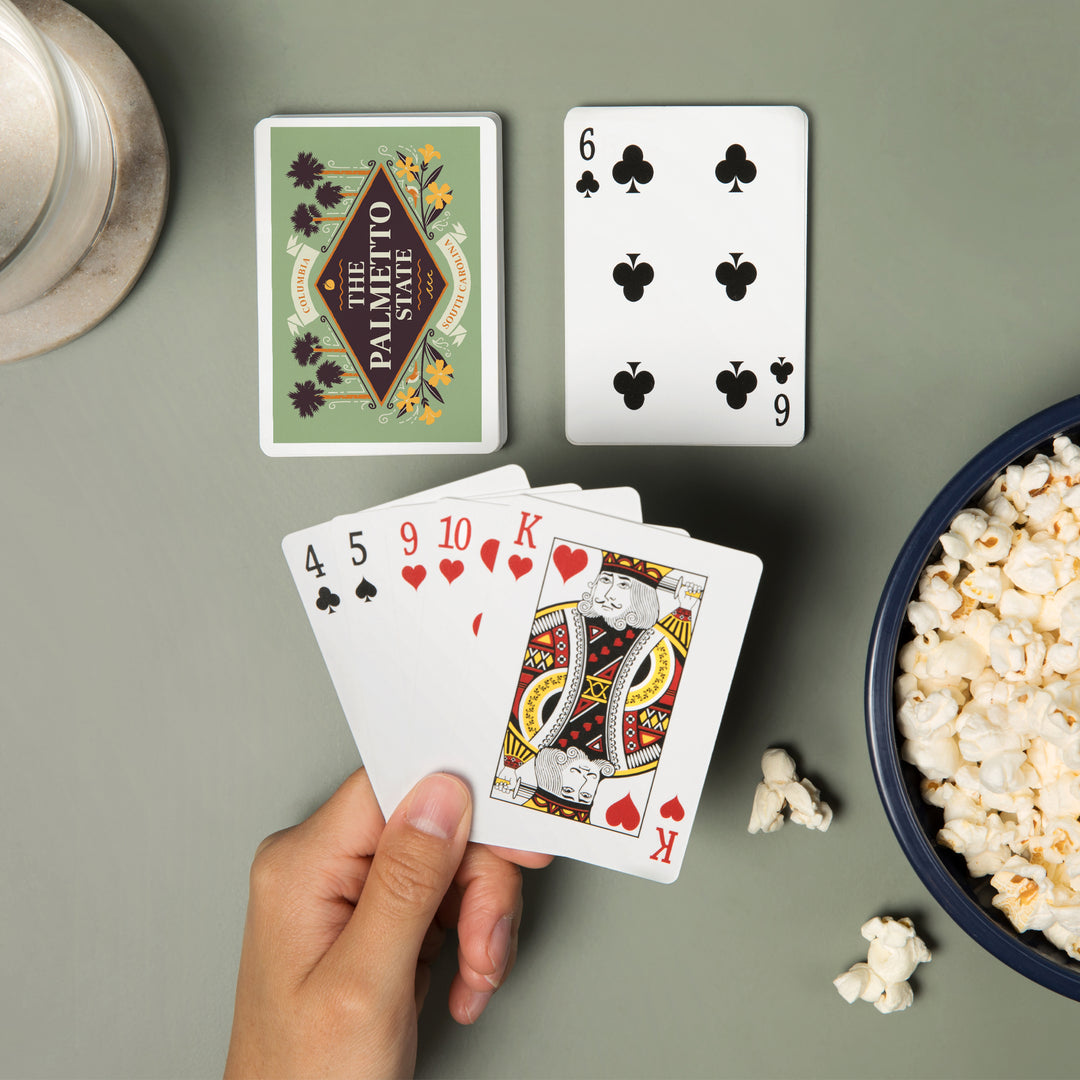Playing Cards, Columbia, South Carolina, State Motto Crest, State Series, 52 Card Deck with Jokers in Box, Unique Art Cards Lantern Press 