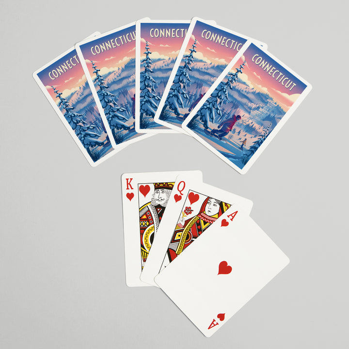 Playing Cards, Connecticut, Shred the Gnar, Snowboarding, 52 Card Deck with Jokers in Box, Unique Art Cards Lantern Press 
