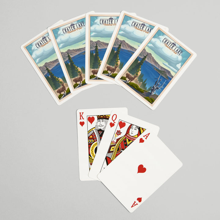 Playing Cards, Crater Lake National Park, Lithograph National Park Series, 52 Card Deck with Jokers in Box, Unique Art Cards Lantern Press 