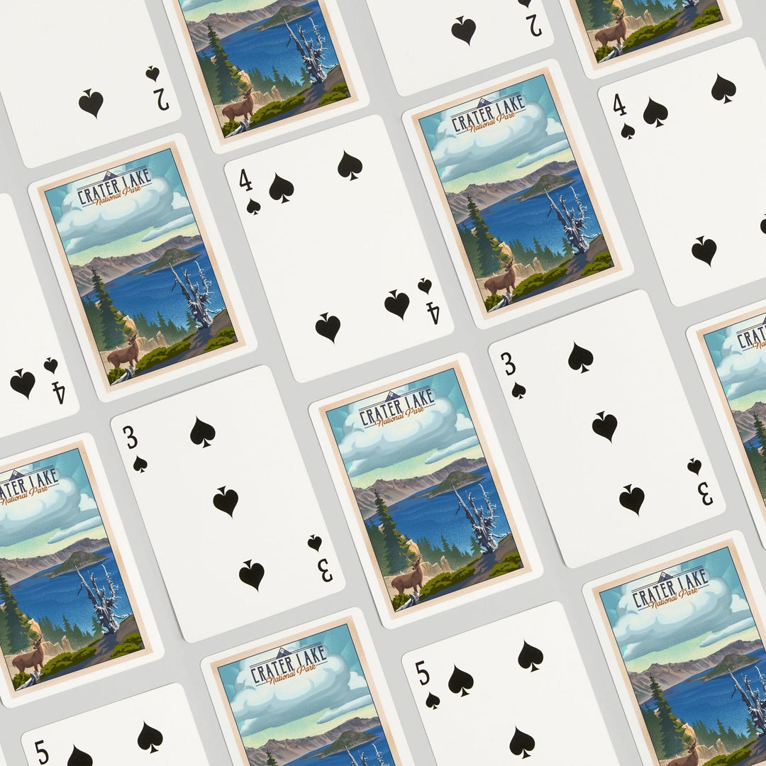 Playing Cards, Crater Lake National Park, Lithograph National Park Series, 52 Card Deck with Jokers in Box, Unique Art Cards Lantern Press 