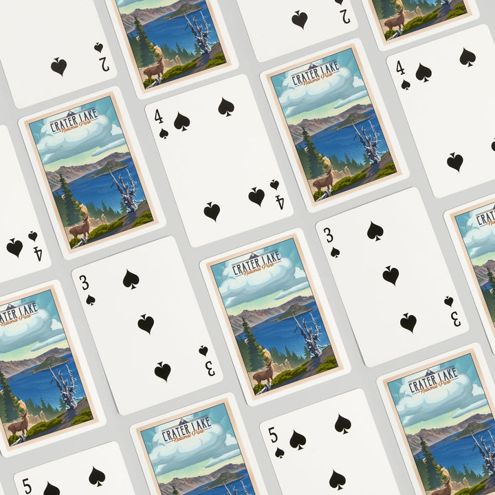 Playing Cards, Crater Lake National Park, Lithograph National Park Series, 52 Card Deck with Jokers in Box, Unique Art Cards Lantern Press 