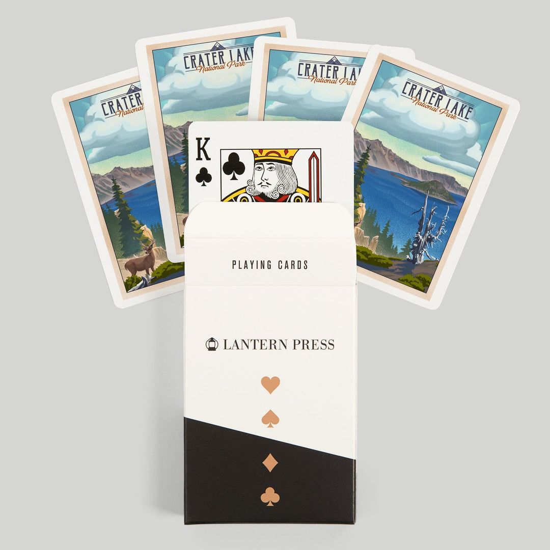 Playing Cards, Crater Lake National Park, Lithograph National Park Series, 52 Card Deck with Jokers in Box, Unique Art Cards Lantern Press 