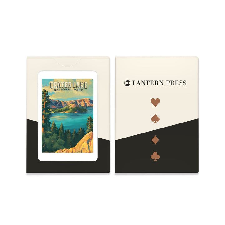 Playing Cards, Crater Lake National Park, Oregon, Oil Painting National Park Series, 52 Card Deck with Jokers in Box, Unique Art Cards Lantern Press 