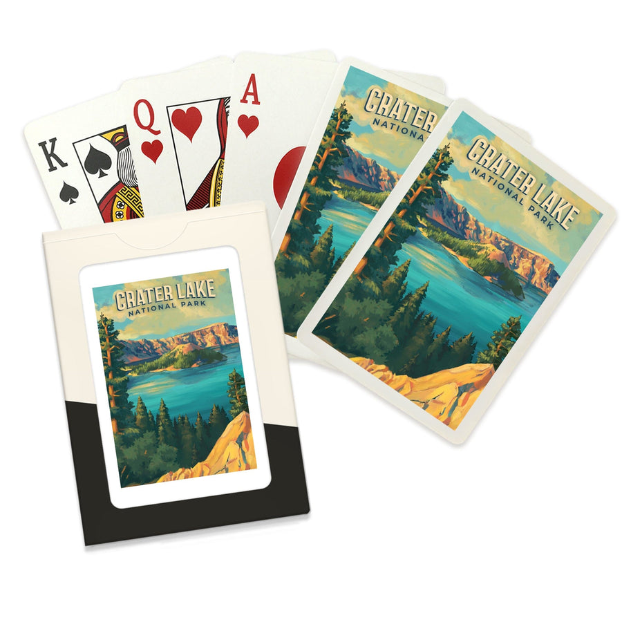 Playing Cards, Crater Lake National Park, Oregon, Oil Painting National Park Series, 52 Card Deck with Jokers in Box, Unique Art Cards Lantern Press 