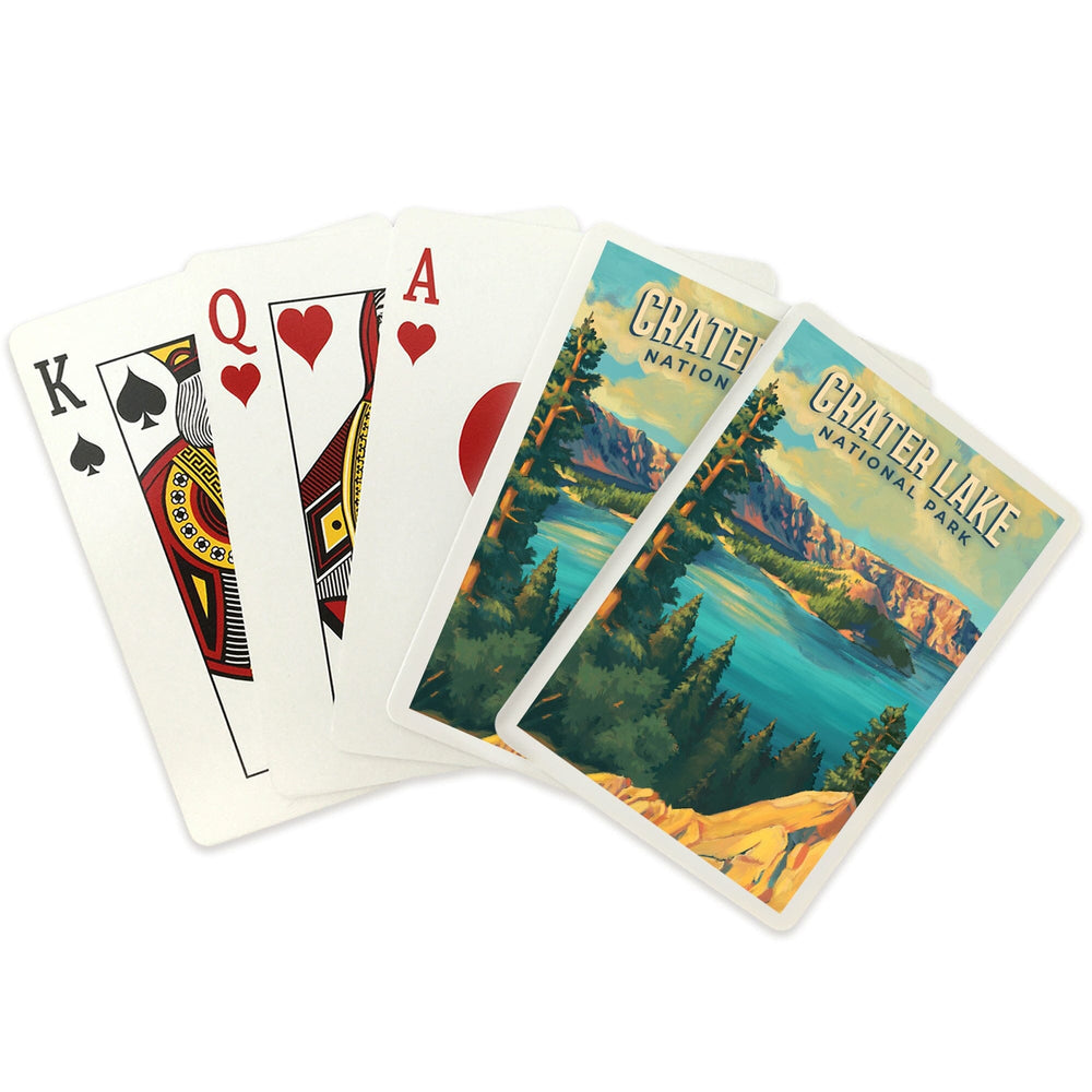 Playing Cards, Crater Lake National Park, Oregon, Oil Painting National Park Series, 52 Card Deck with Jokers in Box, Unique Art Cards Lantern Press 