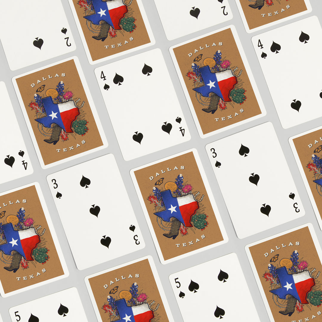 Playing Cards, Dallas, Texas, State Treasure Trove, State Series, 52 Card Deck with Jokers in Box, Unique Art Cards Lantern Press 