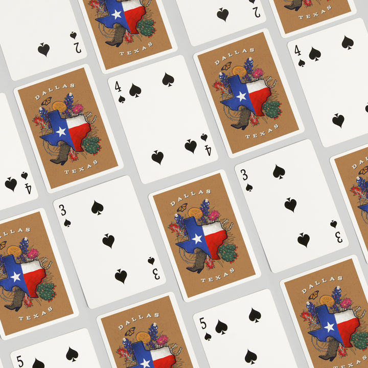 Playing Cards, Dallas, Texas, State Treasure Trove, State Series, 52 Card Deck with Jokers in Box, Unique Art Cards Lantern Press 