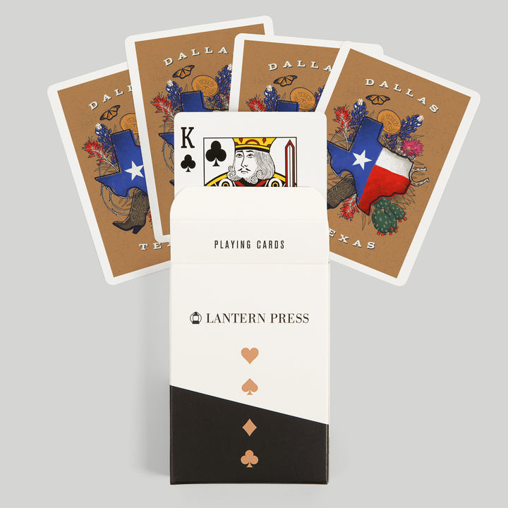 Playing Cards, Dallas, Texas, State Treasure Trove, State Series, 52 Card Deck with Jokers in Box, Unique Art Cards Lantern Press 